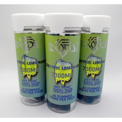 Exodus Legal Cannabis Live Resin Gummies - Electric Lemonade Flavor - 7000MG - THCP+THCB - (40 Gummies)