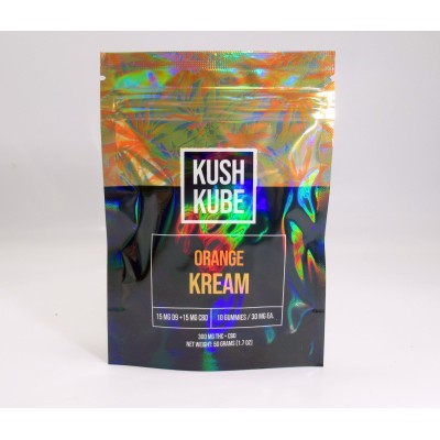 Kush Kube- Legal Cannabis - Gummies - Orange Kream Flavor - 300MG - THC+CBD - (10 Gummies)