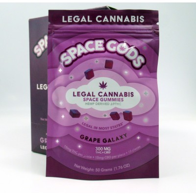 Space Gods - Legal Cannabis - Space Gummies - Grape Galaxy Flavor - THC+CBD-10pc