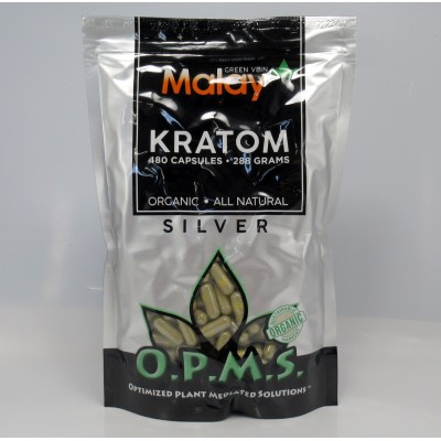 OPMS Silver Green Vein Malay - Organic - All Natural Caps (480ea)