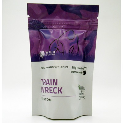 Wild Kratom - Focus Energy Relief - Train Wreck Capsules - Bag 50ct